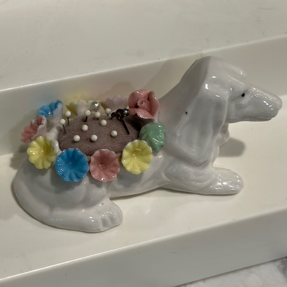 Vintage Dachshund Dog GREY Pincushion